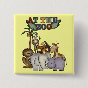 Bóton Quadrado 5.08cm Animais no camiseta e nos presentes do jardim zool