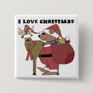 Bóton Quadrado 5.08cm Animais que adoro Camisetas de Natal e presentes