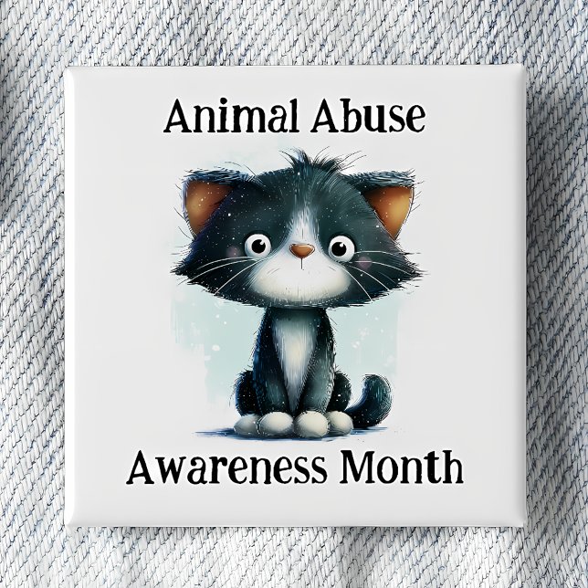 Bóton Quadrado 5.08cm Animal Abuse Awareness Month - Kitten Pinback (Criador carregado)