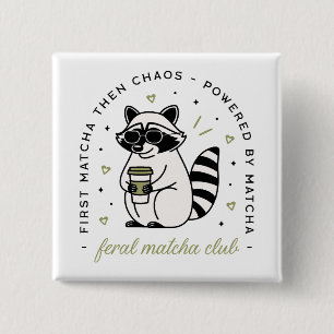 Bóton Quadrado 5.08cm animal engraçado kawaii do clube matcha bebendo Ra