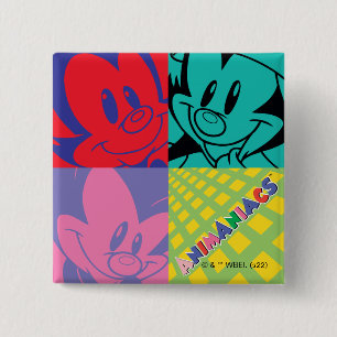 Bóton Quadrado 5.08cm Animaniacs Warner Siblings Pop Art Graphic