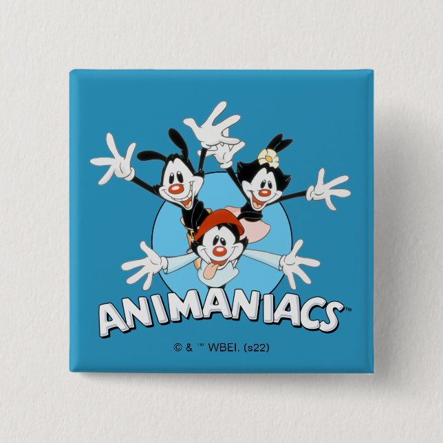 Bóton Quadrado 5.08cm Animaniacs | Warner Siblings Wide Arms Graphic (Frente)