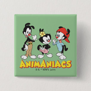Bóton Quadrado 5.08cm Animaniacs   Yakko, Dot e Wakko Permanente