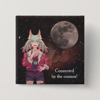 Bóton Quadrado 5.08cm Anime, full moon, Nebula