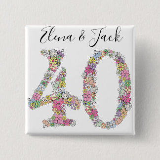Bóton Quadrado 5.08cm Aniversário 40 Número 40 Brooch