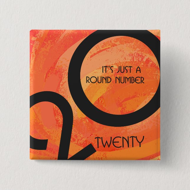 Bóton Quadrado 5.08cm Aniversário da Década de Laranja (Frente)