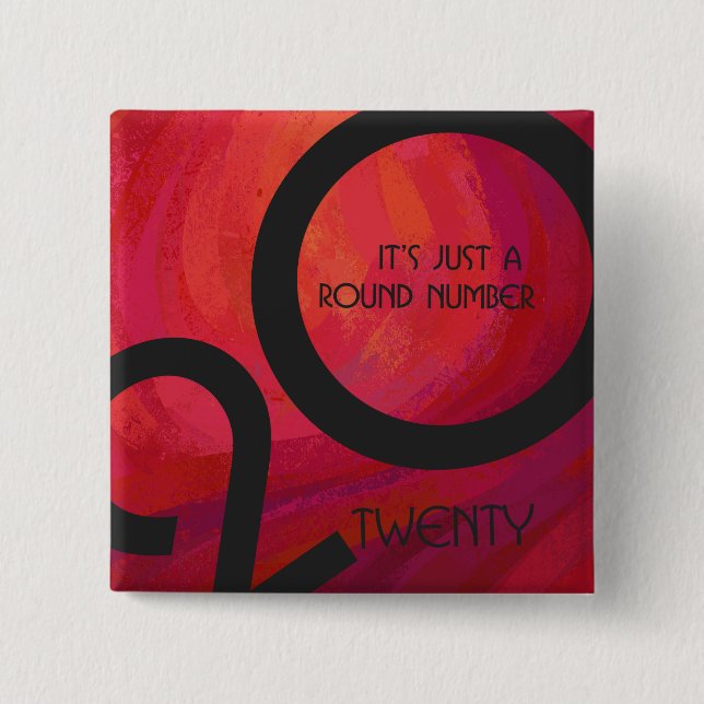 Bóton Quadrado 5.08cm Aniversário da Década Vermelha (Frente)