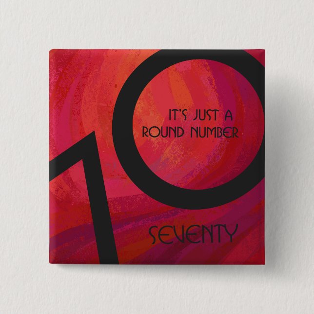 Bóton Quadrado 5.08cm Aniversário da Década Vermelha 70 (Frente)