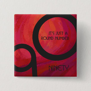 Bóton Quadrado 5.08cm Aniversário da Década Vermelha 90