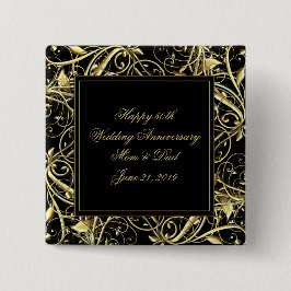 Bóton Quadrado 5.08cm Aniversário de Casamento do 50º Aniversário da Flo