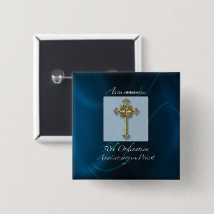 Bóton Quadrado 5.08cm Aniversário do 50º Jubileu Ordination do Padre