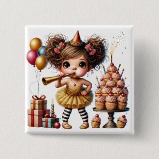 Bóton Quadrado 5.08cm Aniversário Engraçado e Excêntrico de Gnomo