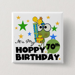 Bóton Quadrado 5.08cm Aniversário Hoppy do 70 de Froggie