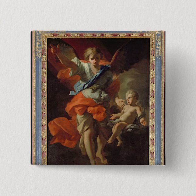 Bóton Quadrado 5.08cm Anjo-da-guarda, c.1685-94 (Frente)