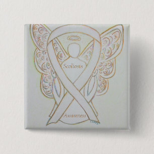 Bóton Quadrado 5.08cm Anjo de Capa Branca de Anjo - Sensibilização para