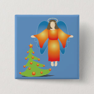 Bóton Quadrado 5.08cm Anjo de Natal