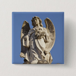Bóton Quadrado 5.08cm Anjo de pedra que olha abaixo da estátua em Bueno