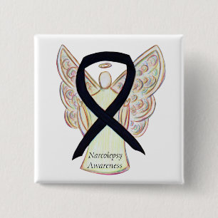 Bóton Quadrado 5.08cm Anjo de Sensibilização para a Narcolepsia Pino Neg
