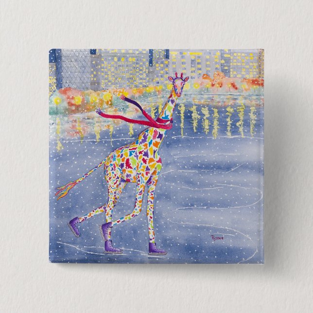 Bóton Quadrado 5.08cm Annabelle no botão do gelo (Frente)