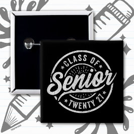 Bóton Quadrado 5.08cm Ano de Graduação Retro Vintage Turma de 2027