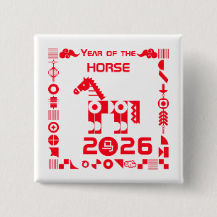 Bóton Quadrado 5.08cm Ano do Cavalo 2026