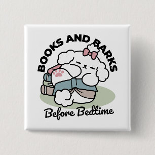 Bóton Quadrado 5.08cm Antes da hora de dormir com o meu pai - livro e cã