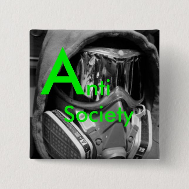 Bóton Quadrado 5.08cm Anti botão da sociedade (Frente)