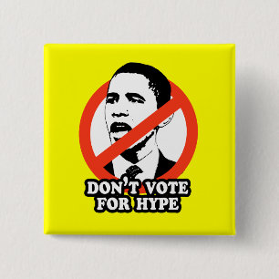 BÓTON QUADRADO 5.08CM ANTI-OBAMA/NÃO VOTAM PARA A CAMPANHA PUBLICITÁRI