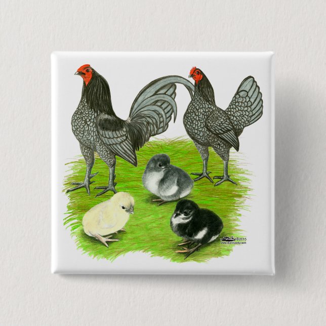 Bóton Quadrado 5.08cm Antiga família de jogos azuis (Frente)