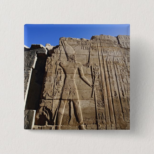 Bóton Quadrado 5.08cm Antigos hieróglifos na parede, Templo de Karnak, (Frente)