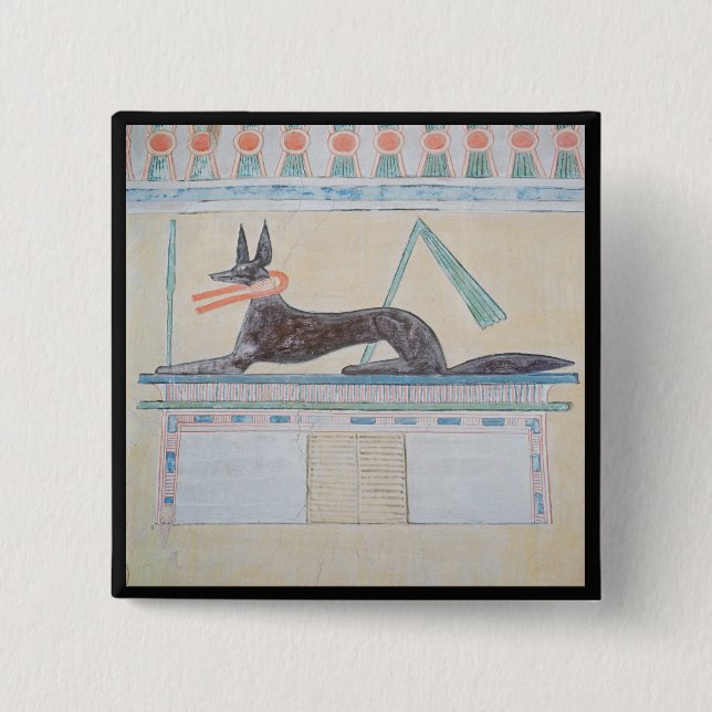 Bóton Quadrado 5.08cm Anubis, deus egípcio do morto (Frente)