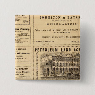 Bóton Quadrado 5.08cm Anúncios de New York e Pennsylvania Oil