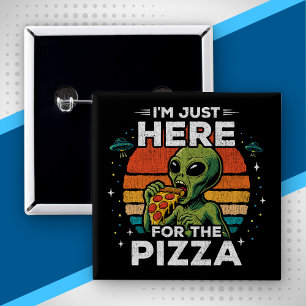 Bóton Quadrado 5.08cm Apenas Aqui pela Pizza Espaço Retro Divertido Alie
