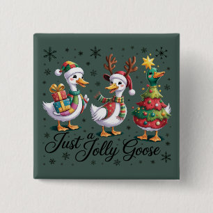 Bóton Quadrado 5.08cm Apenas um ganso alegre remendado Natal Pato engraç