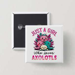 Bóton Quadrado 5.08cm apenas uma garota que ama Axolotls