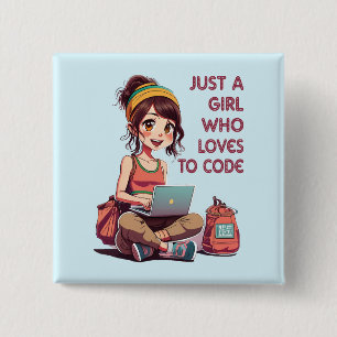 Bóton Quadrado 5.08cm Apenas uma garota que ama codificar