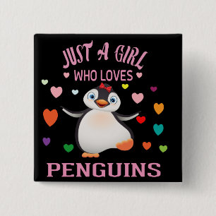 Bóton Quadrado 5.08cm Apenas Uma Menina Que Ama Pinguins, Camisa De Cami