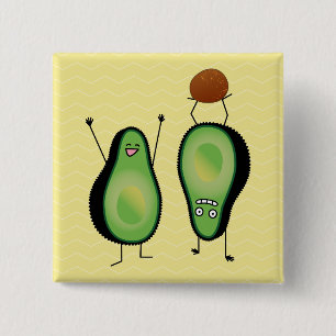 Bóton Quadrado 5.08cm aplausos engraçada do Avocado fica verde