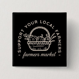 Bóton Quadrado 5.08cm Apoiar os agricultores locais