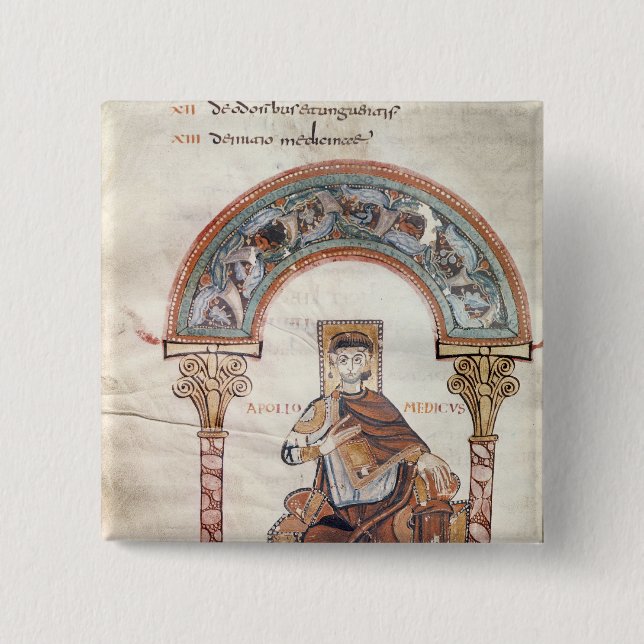 Bóton Quadrado 5.08cm Apollo Medicus, 'de Etymologiae (Frente)