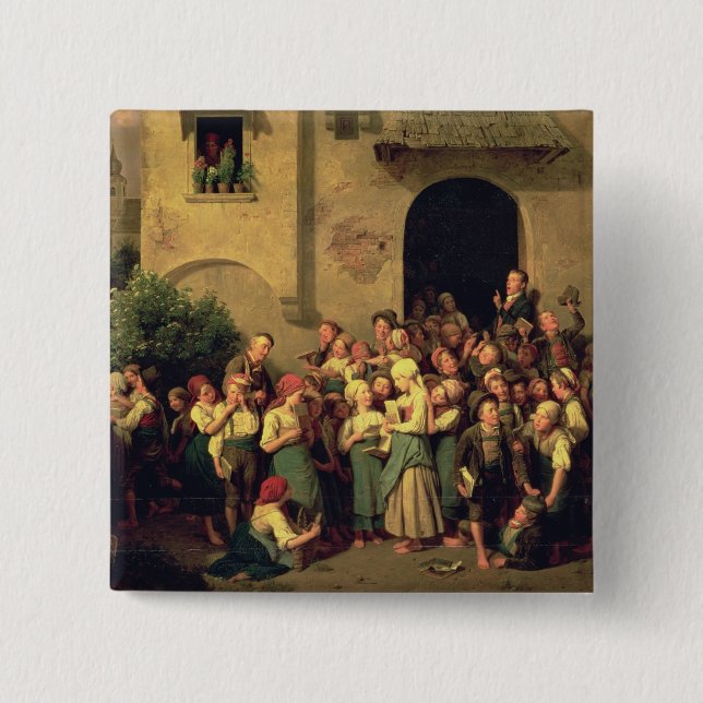Bóton Quadrado 5.08cm Após a escola, 1844 (Frente)
