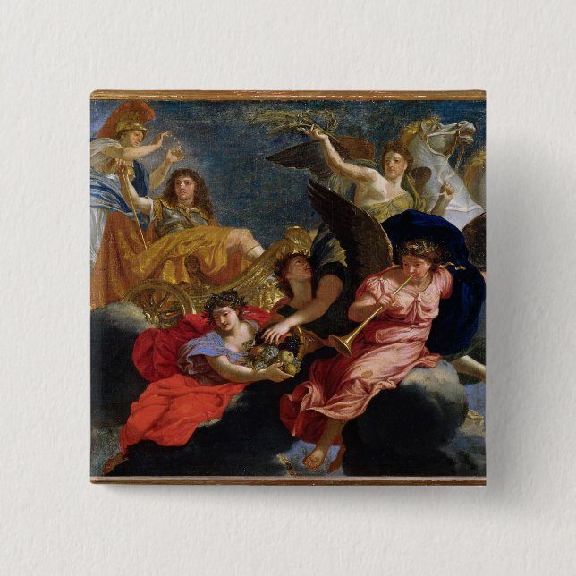 Bóton Quadrado 5.08cm Apotheosis do rei Louis XIV de France (Frente)