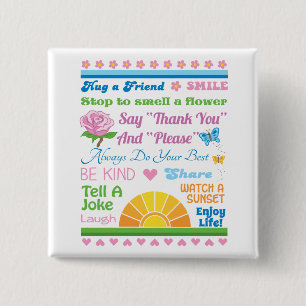 Bóton Quadrado 5.08cm Aprecie o botão da vida