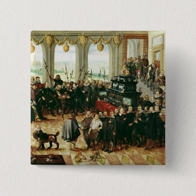 Bóton Quadrado 5.08cm Apresentação ao duque Phillip II (Frente)