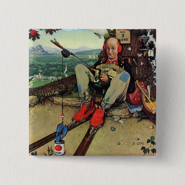 Bóton Quadrado 5.08cm April Fool, 1945 (Frente)