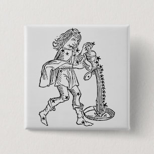 Bóton Quadrado 5.08cm Aquário (o portador de água) uma ilustração de