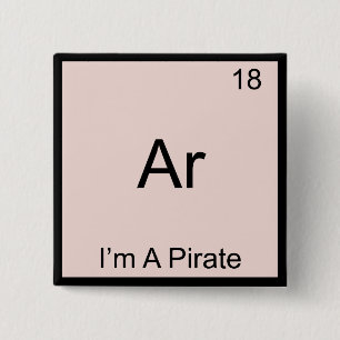 Bóton Quadrado 5.08cm Ar - Sou um símbolo de elemento de química pirat