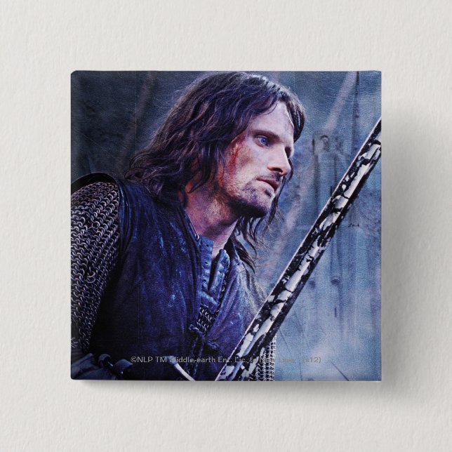 Bóton Quadrado 5.08cm Aragorn com sangue (Frente)