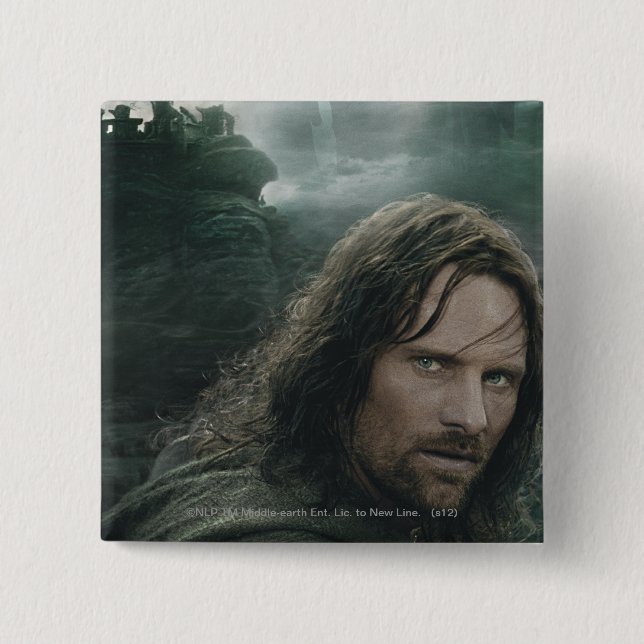 Bóton Quadrado 5.08cm Aragorn e Ringwraiths (Frente)