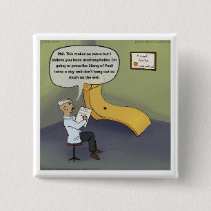 Bóton Quadrado 5.08cm Aranha Com Aracnofobia Na Terapia Engraçada